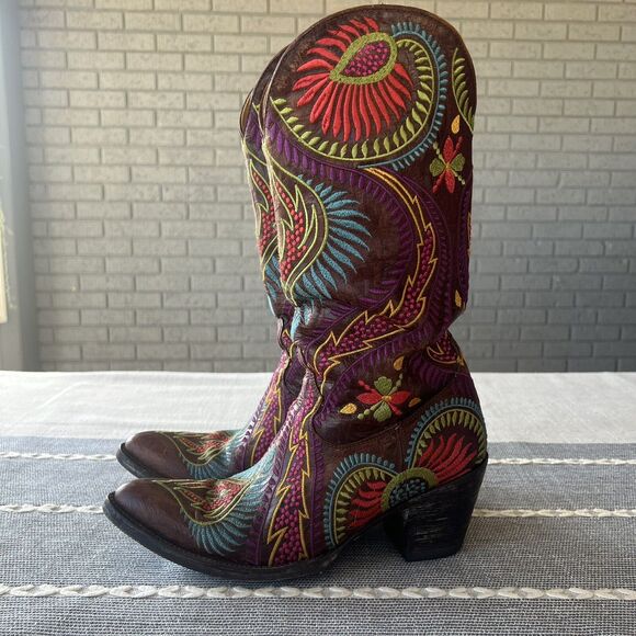 Old Gringo Tiegan Western Cowboy Boots Extremely Rare 7.5 Colorful Embroidered - Picture 3 of 16